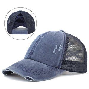 100% Cotton Vintage Women's Ponytail Baseball Cap | Adjustable Multi-Level Criss